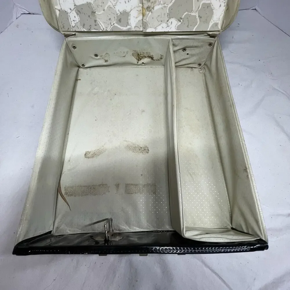 Original Vtg 1962 Barbie Doll Black Vinyl Wardrobe Carry Case Enchanted Evening